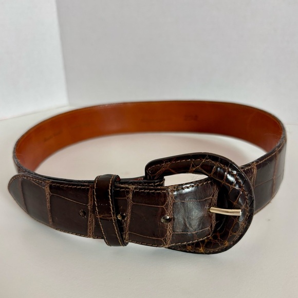 Vtg Ralph Lauren Collection genuine crocodile belt brown 28 main image 11